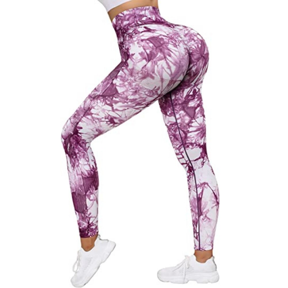 Gemz Yoga Leggings For Fitness Women Sport Tights Seamless Scrunch Butt Legging High Waist Sportswear Tie Dye Workout Tights Gym Pant