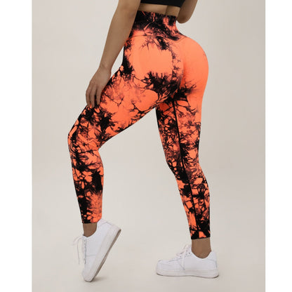 Gemz Yoga Leggings For Fitness Women Sport Tights Seamless Scrunch Butt Legging High Waist Sportswear Tie Dye Workout Tights Gym Pant