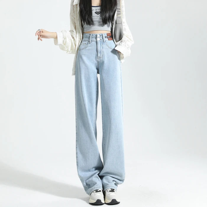 Gemz Vintage Jeans Woman Korean Fashion Women's Pants Baggy Jeans Women High Waist Streetwear Female Straight Leg Jeans Y2k Clothes