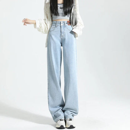 Gemz Vintage Jeans Woman Korean Fashion Women's Pants Baggy Jeans Women High Waist Streetwear Female Straight Leg Jeans Y2k Clothes