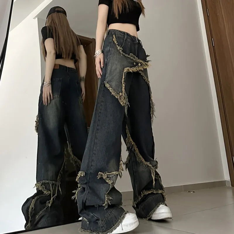 Gemz Vintage Jeans Woman High Waist Denim Women's Jeans 2023 Trend Newjeans Korean Fashion Female Clothing Streetwear Y2k Pants Baggy