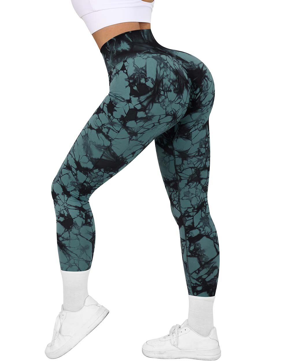 Gemz Yoga Leggings For Fitness Women Sport Tights Seamless Scrunch Butt Legging High Waist Sportswear Tie Dye Workout Tights Gym Pant