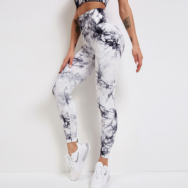 Gemz Tie Dye Yoga Pants Women Fitness Sport Leggings  Push Up High Waist Workout Seamless Tights Running Yoga Legging