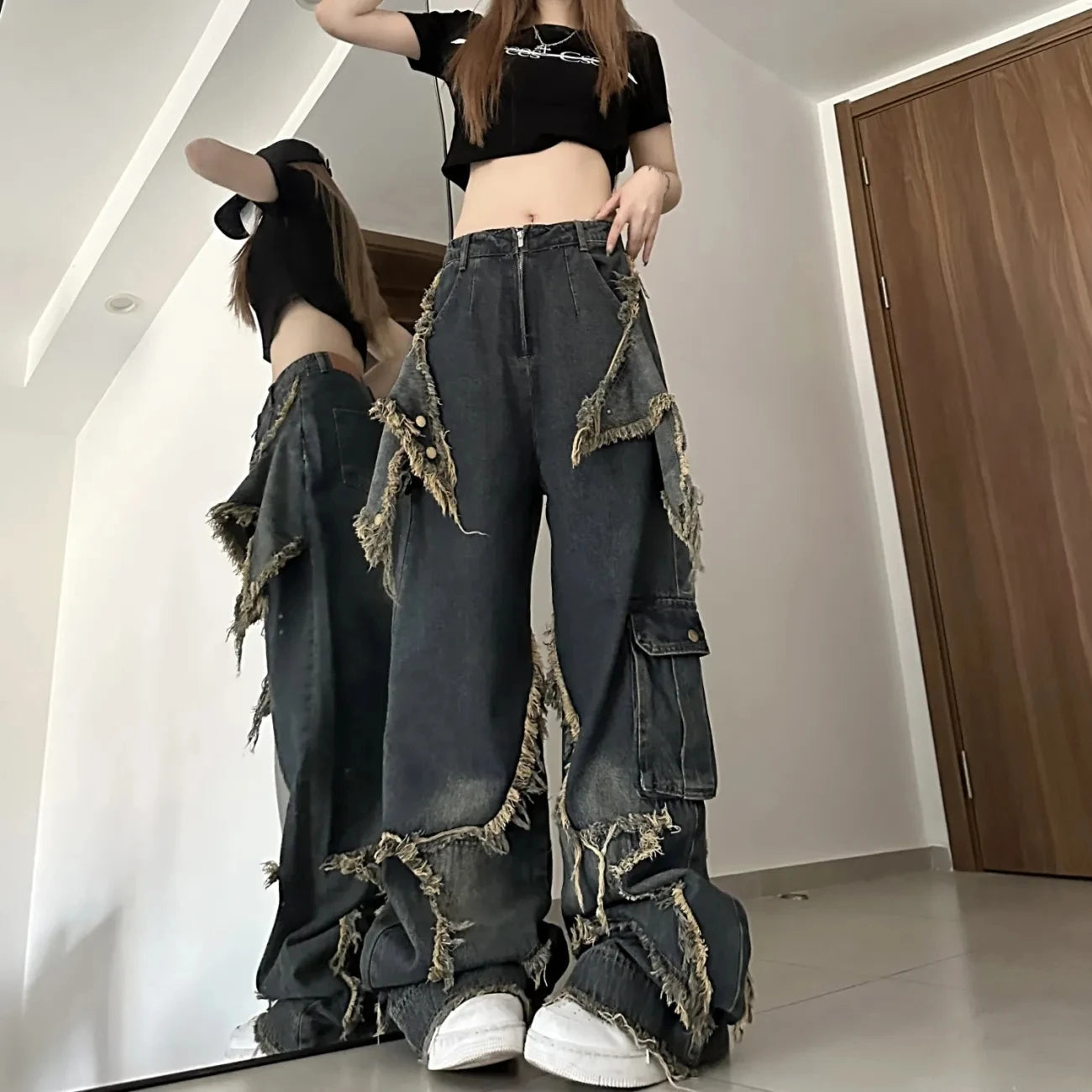 Gemz Vintage Jeans Woman High Waist Denim Women's Jeans 2023 Trend Newjeans Korean Fashion Female Clothing Streetwear Y2k Pants Baggy