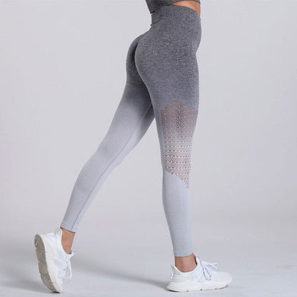 Gemz Gradient Yoga Pants Women Fitness Gym Leggings Sports High Waist Push Up Tights Workout Running Legging Hollow Pants